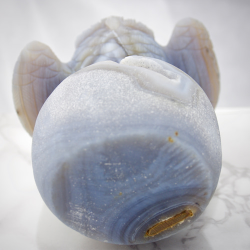 宝石彫刻】アゲート（ジオード）・フクロウ 天然石 しださん(=ﾟωﾟ