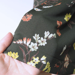 [XS-LL定做生產]阿米甚人式簡單連衣裙◇秋季花朵圖案/綠色*柔軟光滑的面料* 第5張的照片