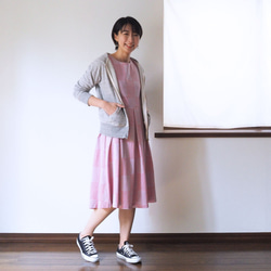 【XS-LL定做】阿米甚風簡約連衣裙◇格子格紋提花（粉色） 第8張的照片