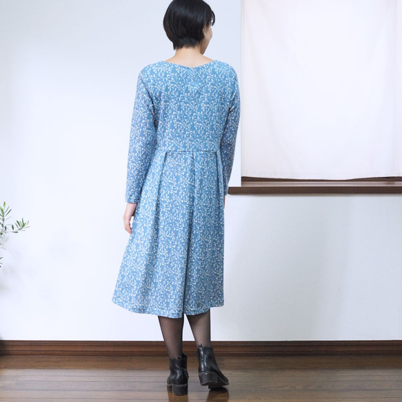 [XS-LL定做]軍裝風格的簡單連衣裙◇Kasumisou Blue（柔軟的休閒面料）*稍厚* 第4張的照片