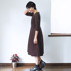 [XS-LL定做]軍裝風格的簡單連衣裙◇棕色玫瑰（總蕾絲）*襯裡 第3張的照片