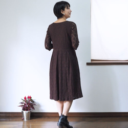 [XS-LL定做]軍裝風格的簡單連衣裙◇棕色玫瑰（總蕾絲）*襯裡 第4張的照片