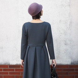 [XS-LL定做]軍裝風格簡單連衣裙◇深橄欖灰色粘合針織*厚冬裝* 第4張的照片