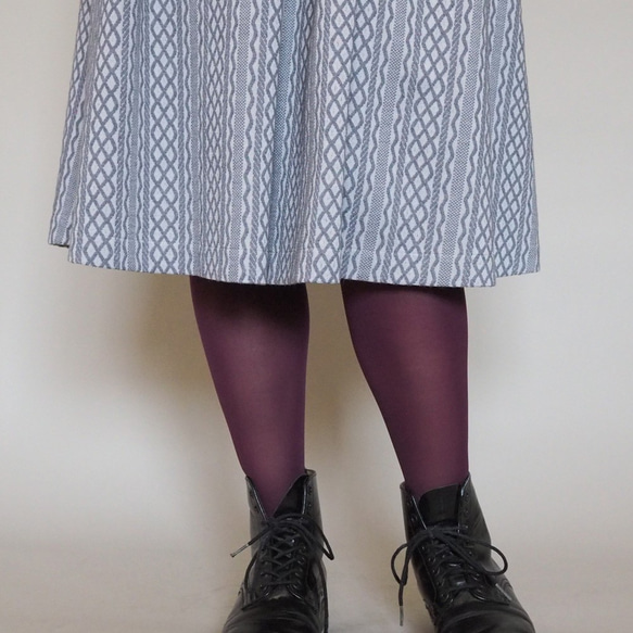 【XS-LL定做】阿米甚風簡約連衣裙◇艾倫針織圖案（灰色） 第6張的照片