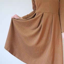 [XS-LL定做]軍裝風格的簡單連衣裙◇人字形（駝色米色）*厚面料* 第7張的照片