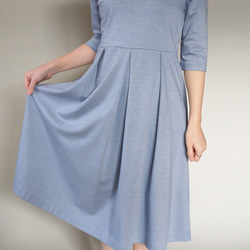 [XS-LL訂單生產]阿米甚人風格的簡單連衣裙◇藍色，細條紋*經典面料* 第8張的照片