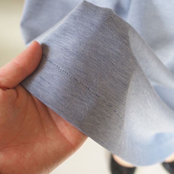 [XS-LL訂單生產]阿米甚人風格的簡單連衣裙◇藍色，細條紋*經典面料* 第9張的照片