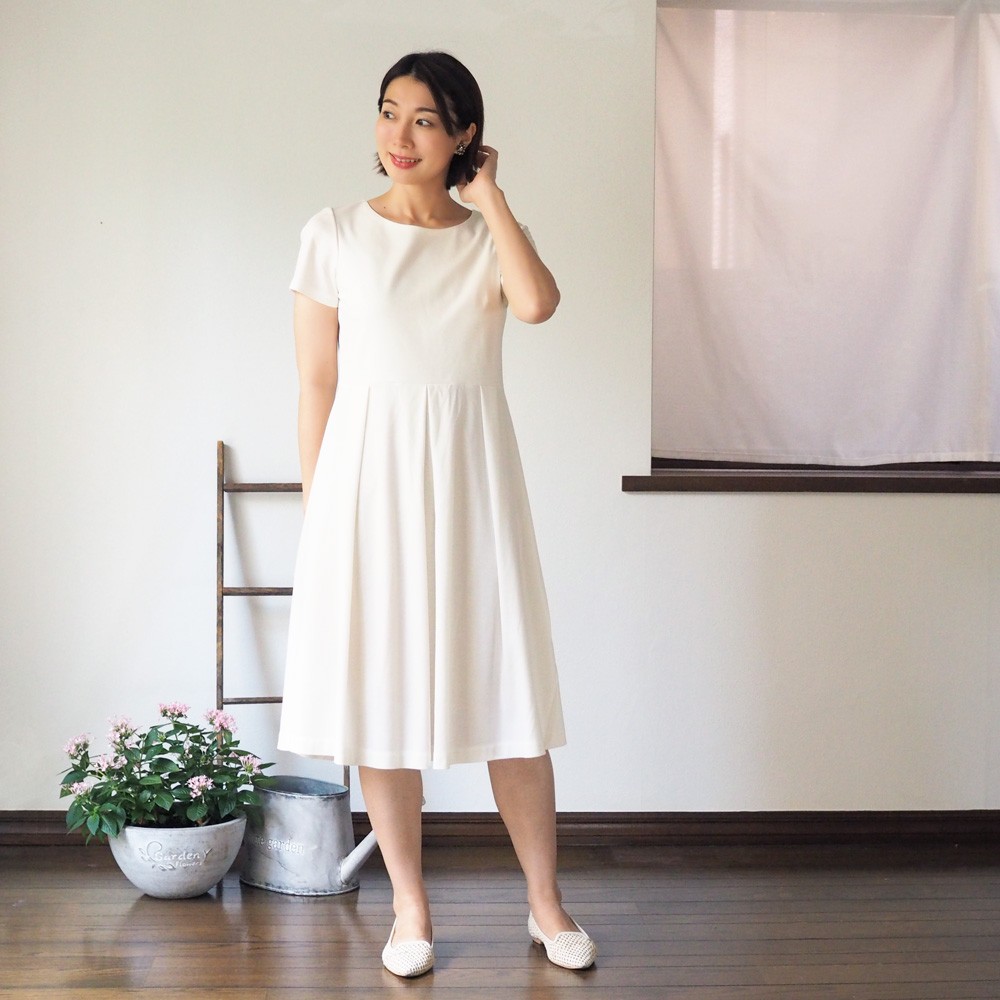 【受注制作】アーミッシュ風シンプルワンピース◇白 *定番生地*