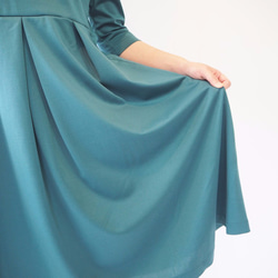 [M]阿米甚人風格的簡單連衣裙◇四分之三袖（苔綠色）*經典面料* 第6張的照片