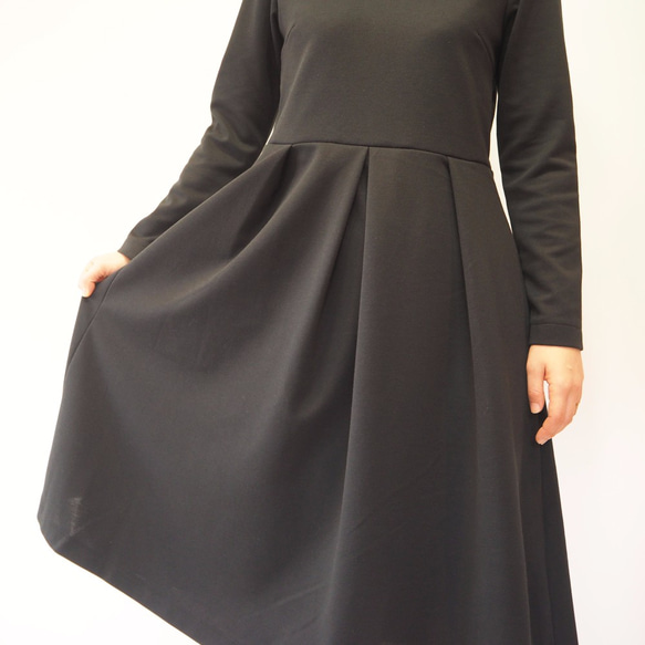 [XS-LL定做]軍裝風格簡單連衣裙◇黑色*厚面料* 第5張的照片