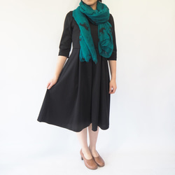 [M]阿米甚人式簡單連衣裙◇四分之三的袖子（正式黑色）*標準面料* 第4張的照片
