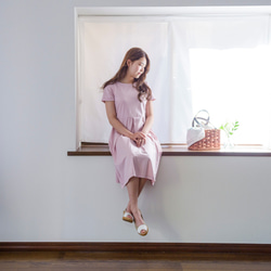 [M]阿米甚人風格的簡單連衣裙◇短袖（淺粉色）*經典面料* 第2張的照片