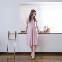 [M]阿米甚人風格的簡單連衣裙◇短袖（淺粉色）*經典面料* 第3張的照片