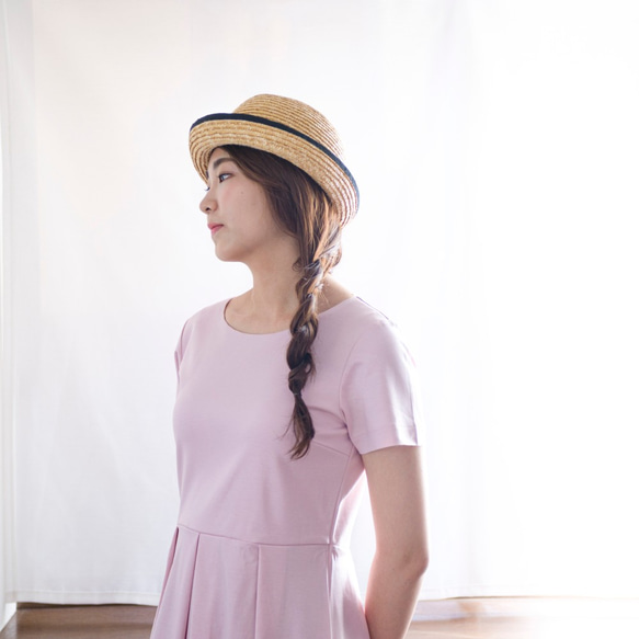 [M]阿米甚人風格的簡單連衣裙◇短袖（淺粉色）*經典面料* 第5張的照片