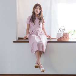 [M]阿米甚人風格的簡單連衣裙◇短袖（淺粉色）*經典面料* 第7張的照片