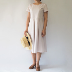 [XS-LL定做]阿米甚人風格的簡單連衣裙◇粉色灰色（薄面料）*圖形檢查圖案* 第6張的照片