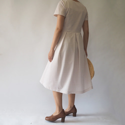 [XS-LL定做]阿米甚人風格的簡單連衣裙◇粉色灰色（薄面料）*圖形檢查圖案* 第7張的照片