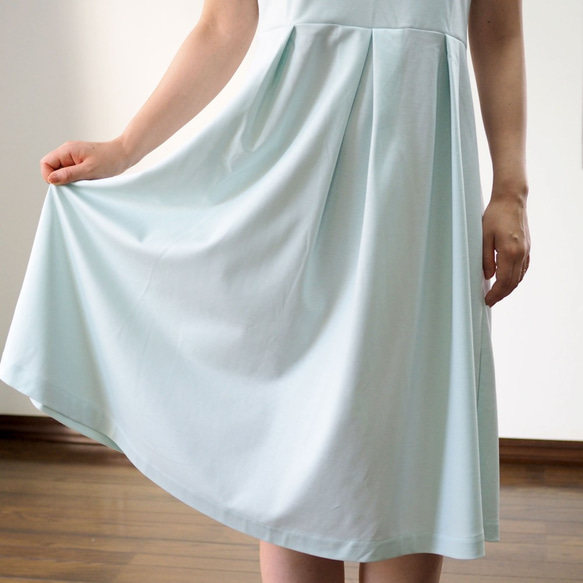 [M]阿米甚人風格的簡單連衣裙◇短袖（淺薄荷綠色）*經典面料* 第4張的照片