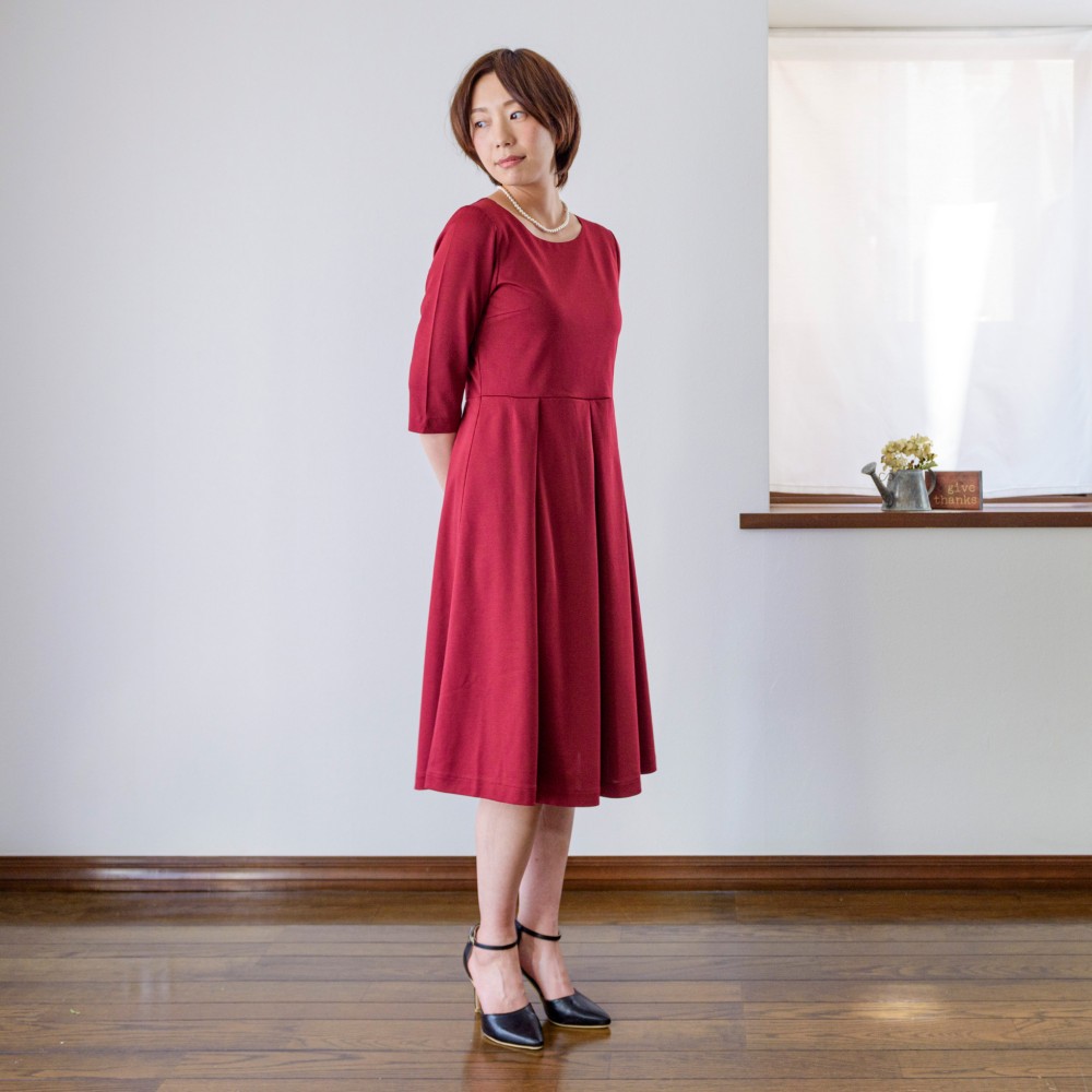 【受注制作】アーミッシュ風シンプルワンピース◇ワインレッド *定番生地*