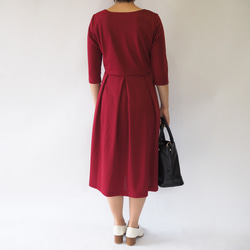 [L]阿米甚人風格的簡單連衣裙◇四分之三袖（酒紅色）*經典面料* 第9張的照片