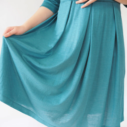 [XS-LL訂單製作]阿米甚風格簡約連衣裙エメラルド翡翠綠（亞麻材質） 第6張的照片