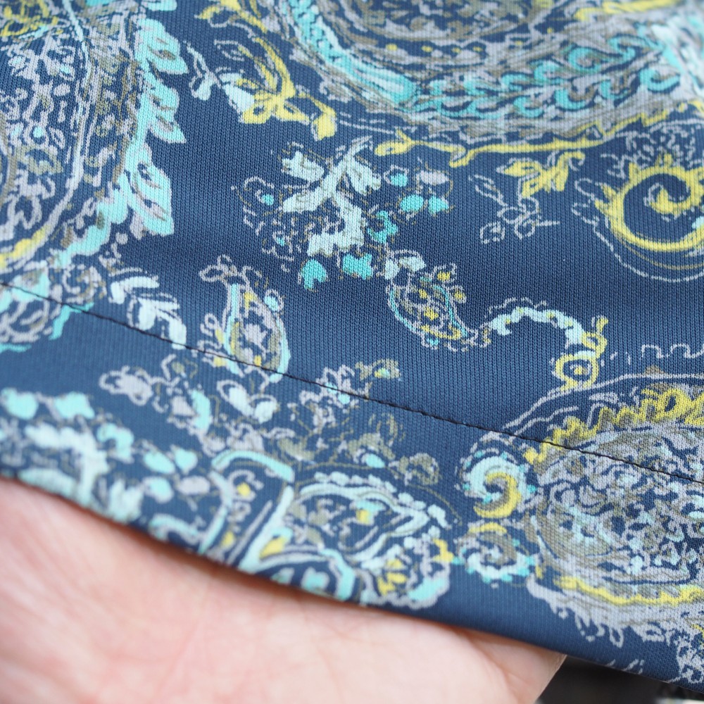 【受注制作】アーミッシュ風シンプルワンピース◇グリーン・ペイズリー柄（薄手生地）