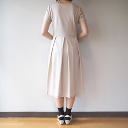 [L]阿米甚人式簡單連衣裙◇短袖（米色）*亞麻材質* 第5張的照片