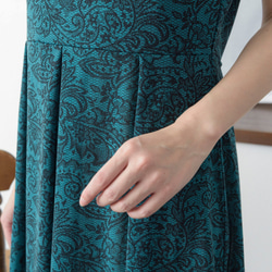 [M]阿米甚人風格的簡單連衣裙◇蕾絲圖案（綠色）*薄面料* 第4張的照片