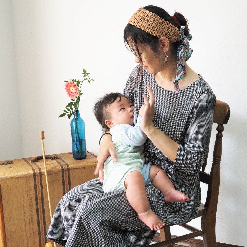 【受注制作】授乳用◇アーミッシュ風シンプルワンピース（好きな布地を選べます）