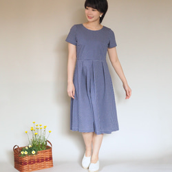 [定做的XS-LL]阿米甚人風格的簡單連衣裙◇方格布式（藍色）*薄面料* 第3張的照片
