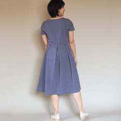 [定做的XS-LL]阿米甚人風格的簡單連衣裙◇方格布式（藍色）*薄面料* 第5張的照片