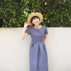 [定做的XS-LL]阿米甚人風格的簡單連衣裙◇方格布式（藍色）*薄面料* 第6張的照片