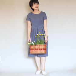 [定做的XS-LL]阿米甚人風格的簡單連衣裙◇方格布式（藍色）*薄面料* 第7張的照片