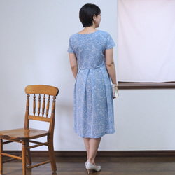 [XS-LL定做生產]阿米甚人風格的簡單連衣裙◇花邊圖案（藍色）*薄面料* 第7張的照片