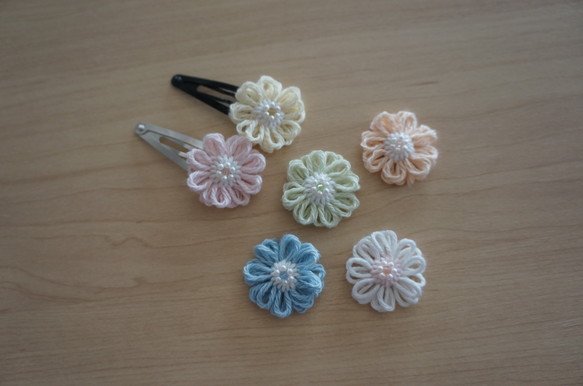 選べる6色♡春色パステルカラーのお花のヘアピン(2個セット)【受注生産】 3枚目の画像