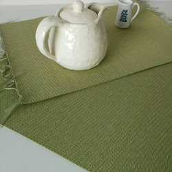 和紙の畳のランチョンマット　変わり織　緑 1枚目の画像