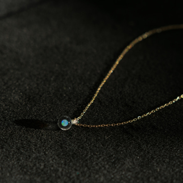 タビノキセキ　moonネックレス　K10YG ガラスアクセサリー “moon” ネックレス K10YG (10金イエロー