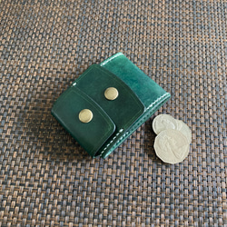 [Ⅲ·深綠色]寬7cm卡片零錢包Ⅲ CC-12dgn零錢包鞣製皮革深綠色染色零錢包 第1張的照片