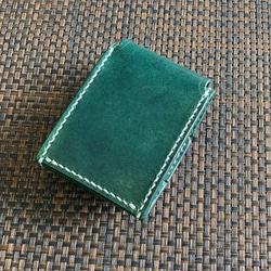 [Ⅲ·深綠色]寬7cm卡片零錢包Ⅲ CC-12dgn零錢包鞣製皮革深綠色染色零錢包 第3張的照片