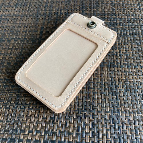 4面タイプ・生成り】IDカードケース CC4-20ki 手縫い 定期入れ 身分