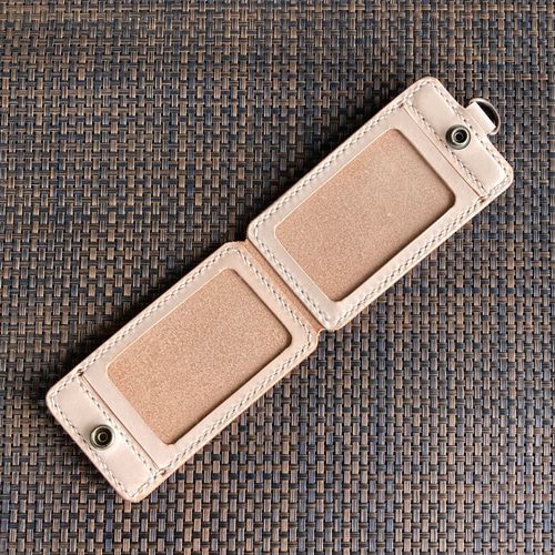 4面タイプ・生成り】IDカードケース CC4-20ki 手縫い 定期入れ 身分