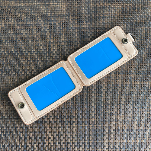 4面タイプ・生成り】IDカードケース CC4-20ki 手縫い 定期入れ 身分