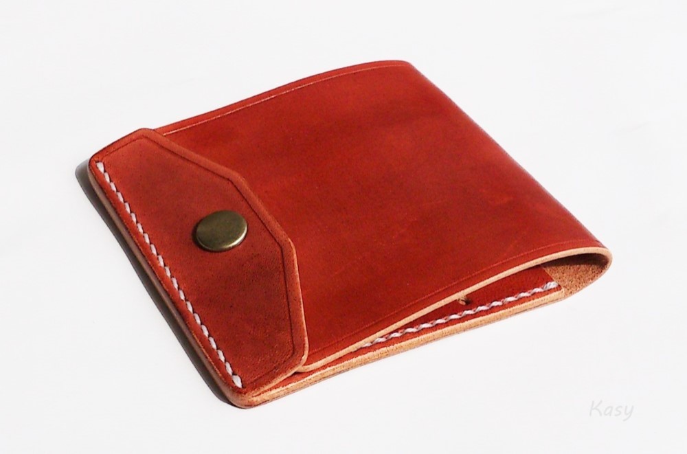 【赤茶】薄型シンプル札ばさみ MC-03 マネークリップ ヌメ革赤茶染め