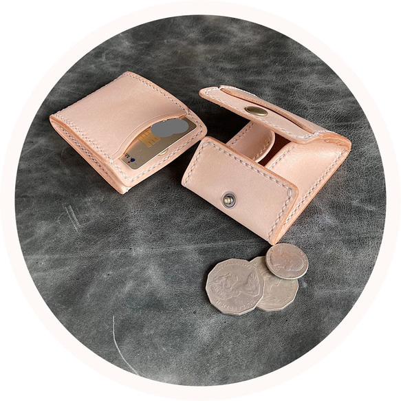 [Ⅱ·未漂白]寬7cm卡片零錢包ⅡCC-10卡片零錢包鞣製皮革零錢包 第1張的照片