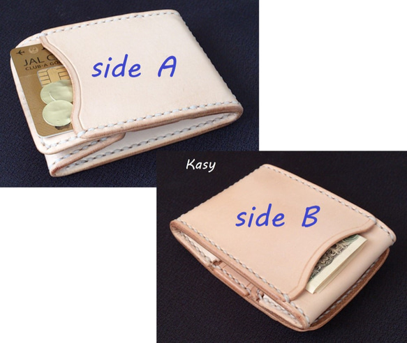 [ⅡW/米色]卡零錢包Ⅱ雙面收納CC-10W零錢包零錢包 第4張的照片