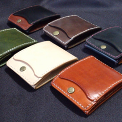 [Ⅱ・深棕色]卡片和零錢包Ⅱ CC-08dbn 零錢包 零錢包 鞣製皮革 第6張的照片