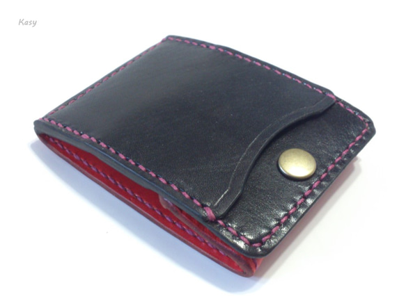 卡片和硬幣錢包Ⅱ CC-06-3 Coin case Nume 皮革 BLACK &amp; RED 第2張的照片