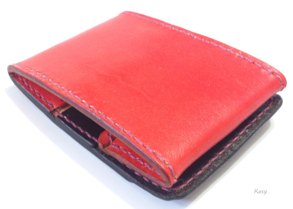 卡片和硬幣錢包Ⅱ CC-06-3 Coin case Nume 皮革 BLACK &amp; RED 第4張的照片