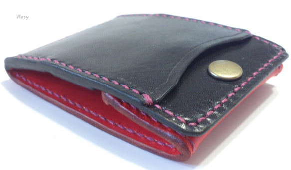 卡片和硬幣錢包Ⅱ CC-06-3 Coin case Nume 皮革 BLACK &amp; RED 第5張的照片