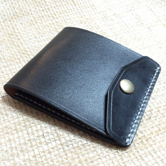 【右開卡袋2黑色】薄型簡約鈔票剪刀MC-08-BL錢夾鞣革 第1張的照片